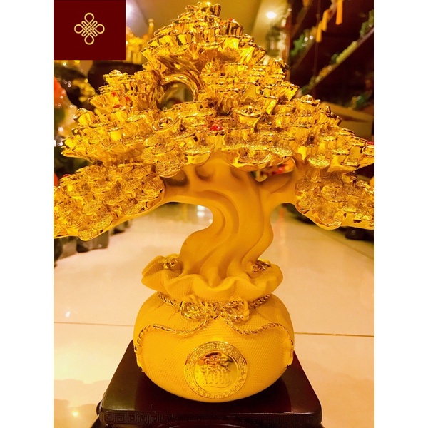 Tượng cây kim tiền phong thuỷ màu vàng kim sa