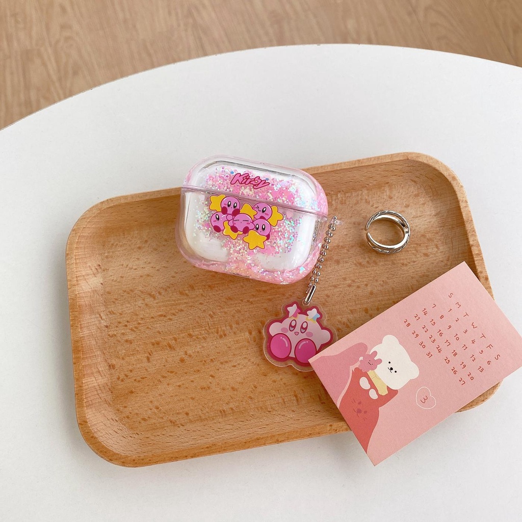 Vỏ Bảo Vệ Hộp Đựng Tai Nghe AirPods 1/2/3/Pro 2021 inPods i12 Bằng Tpu Trong Suốt Có Cát Chảy Và Móc Treo Sáng Tạo