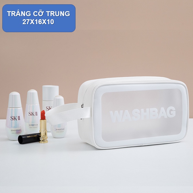 Túi du lịch chống thấm nước đủ size màu TRẮNG Washbag có thể tẩy rửa dễ dàng và gấp gọn, tiện cho mang đi du lịch