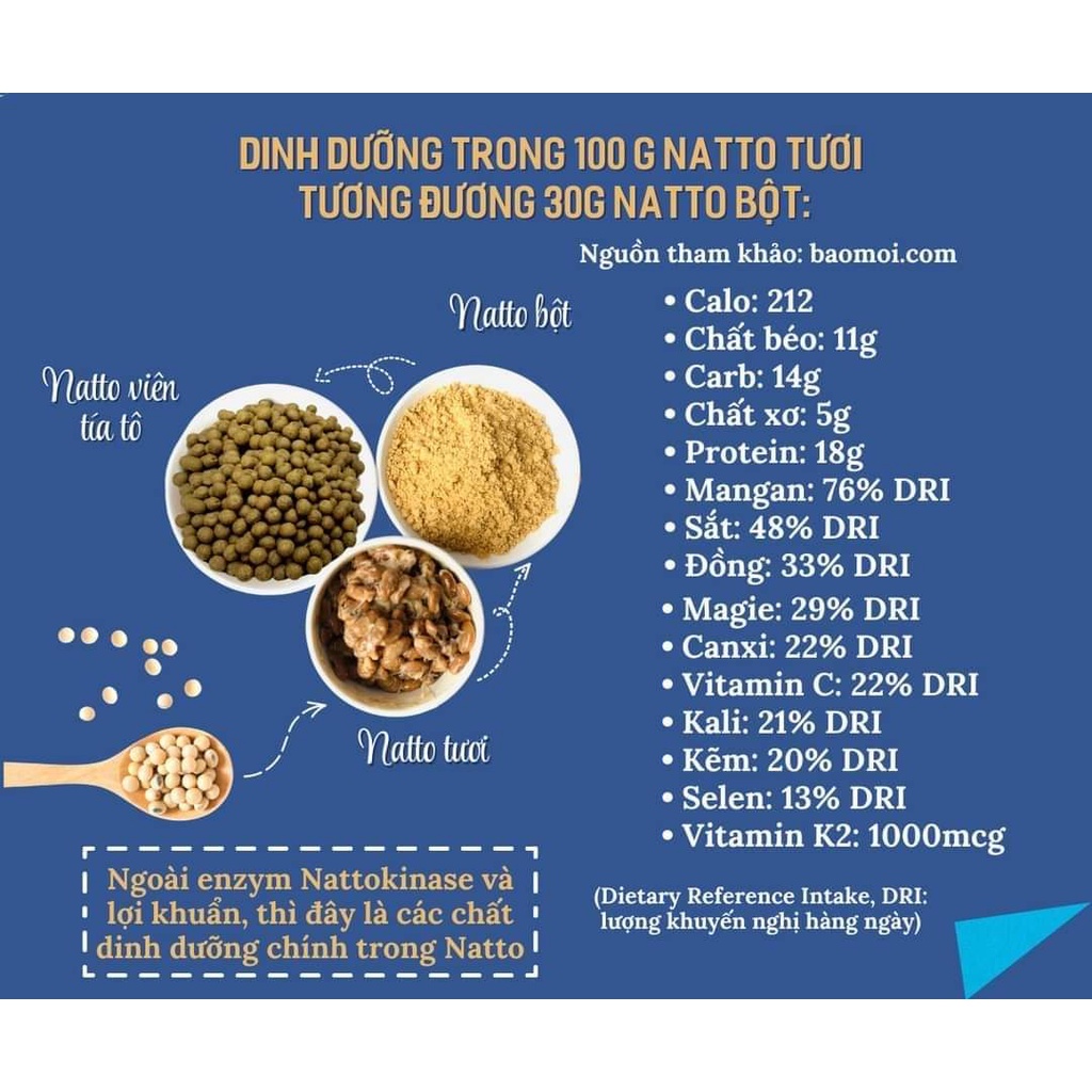 Viên đậu tương Natto lên men tía tô; Natto anphaco viên tía tô hủ 220g