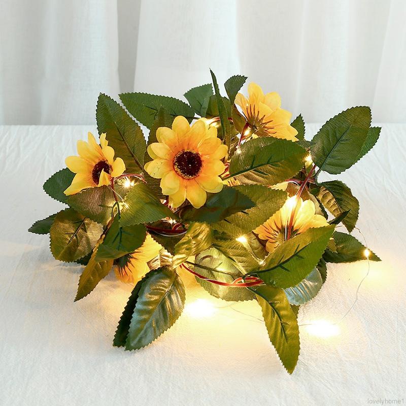 LED Simulation Sunflower Light String Warm White Home Decor Battery Powered