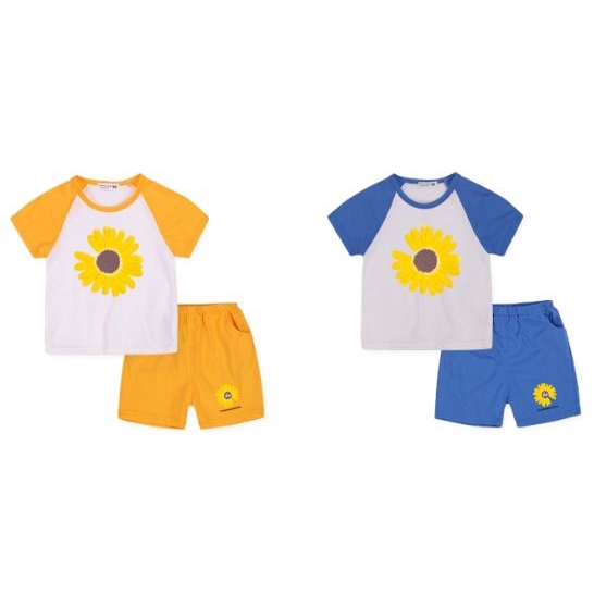 Set Áo Thun Tay Ngắn 100% Cotton 6 Màu &amp; Quần Dài Cho Bé