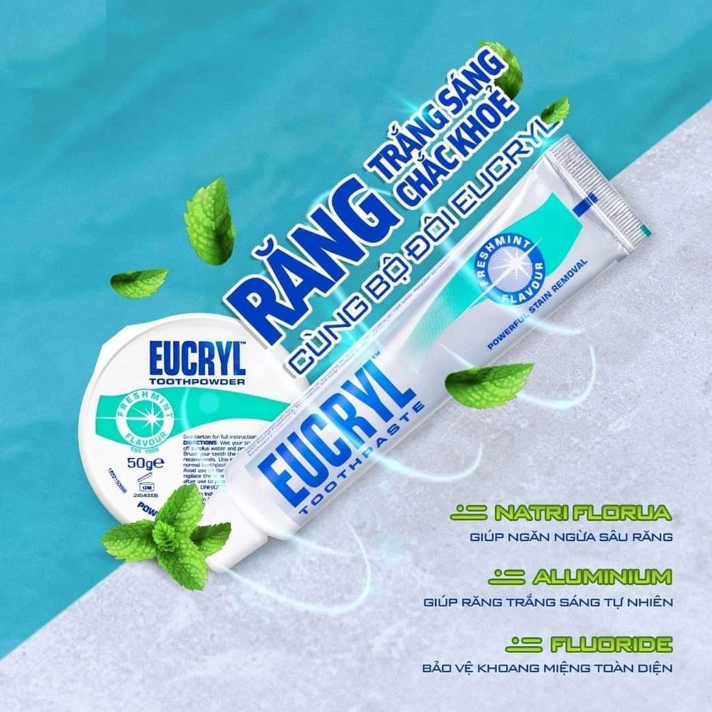 Kem Đánh Răng Eucryl Toothpaste Tẩy Trắng Bạc Hà 62g