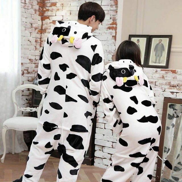 Bộ đồ thú bò sữa lông mịn ❤ FREESHIP ❤ HCM ❤ Nhận mã giảm giá tối đa 20k