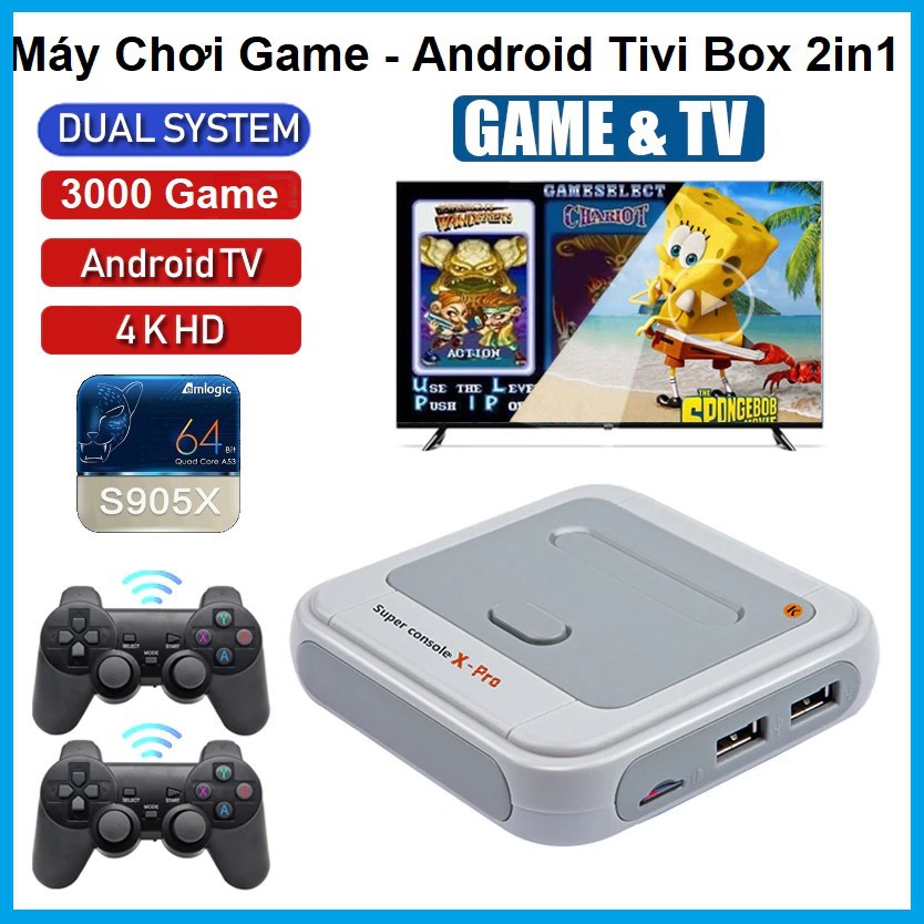 Máy Chơi Game Super Console X Pro Tích Hợp 30000+ Games PSP/PS1/N64/Dreamcast... Máy chơi game không dây