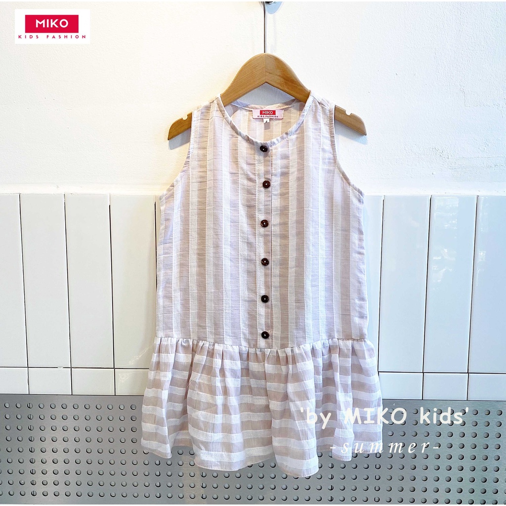 Váy vải xô bao mềm mịn bé gái MIKO đỏ be xanh vải xô mẫu SOFIA