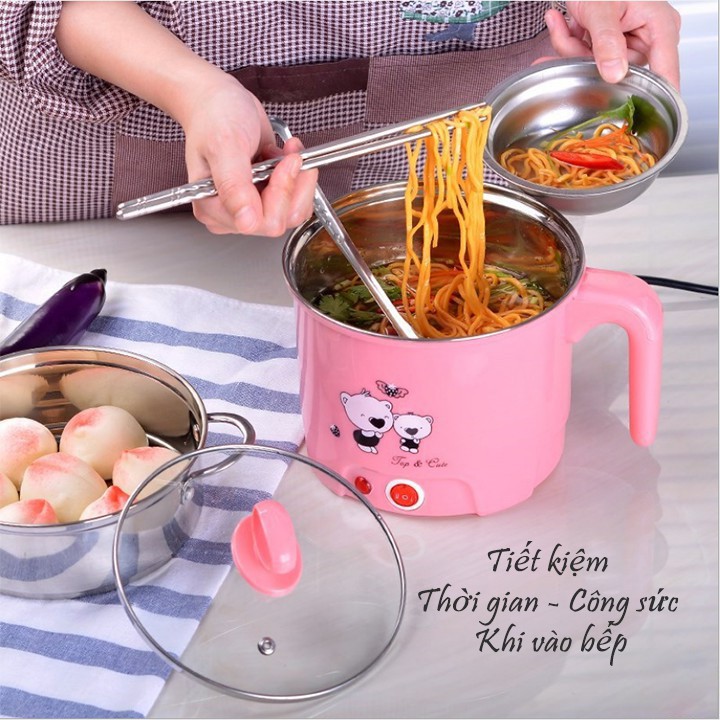 Nồi Điện Mini Chống Dính Đa Năng có thể Chiên, Xào, Rán, Nấu cơm ,nấu lẩu - Nồi Lẩu Mini chống dính -GD272