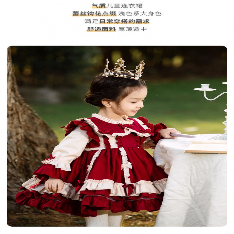 Hàng Mới Về Đầm Công Chúa Lolita Bằng Vải Cotton Tinh Tế Cao Cấp Thời Trang Thu Đông Cho Bé Gái