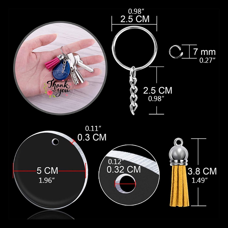 Set 48 móc khóa dạng tròn chất liệu acrylic