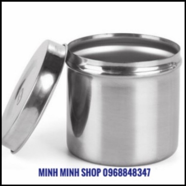 Khay inox hạt đậu và hũ đựng bông inox