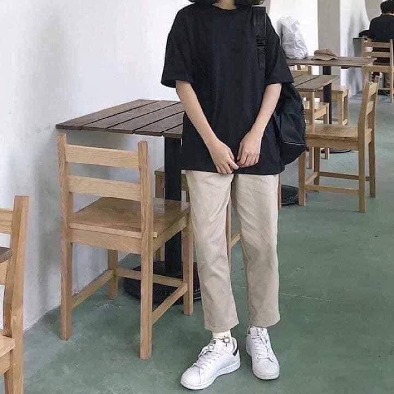 Quần Baggy Nữ - Quần Kaki Trơn ống suông Unisex cực cute