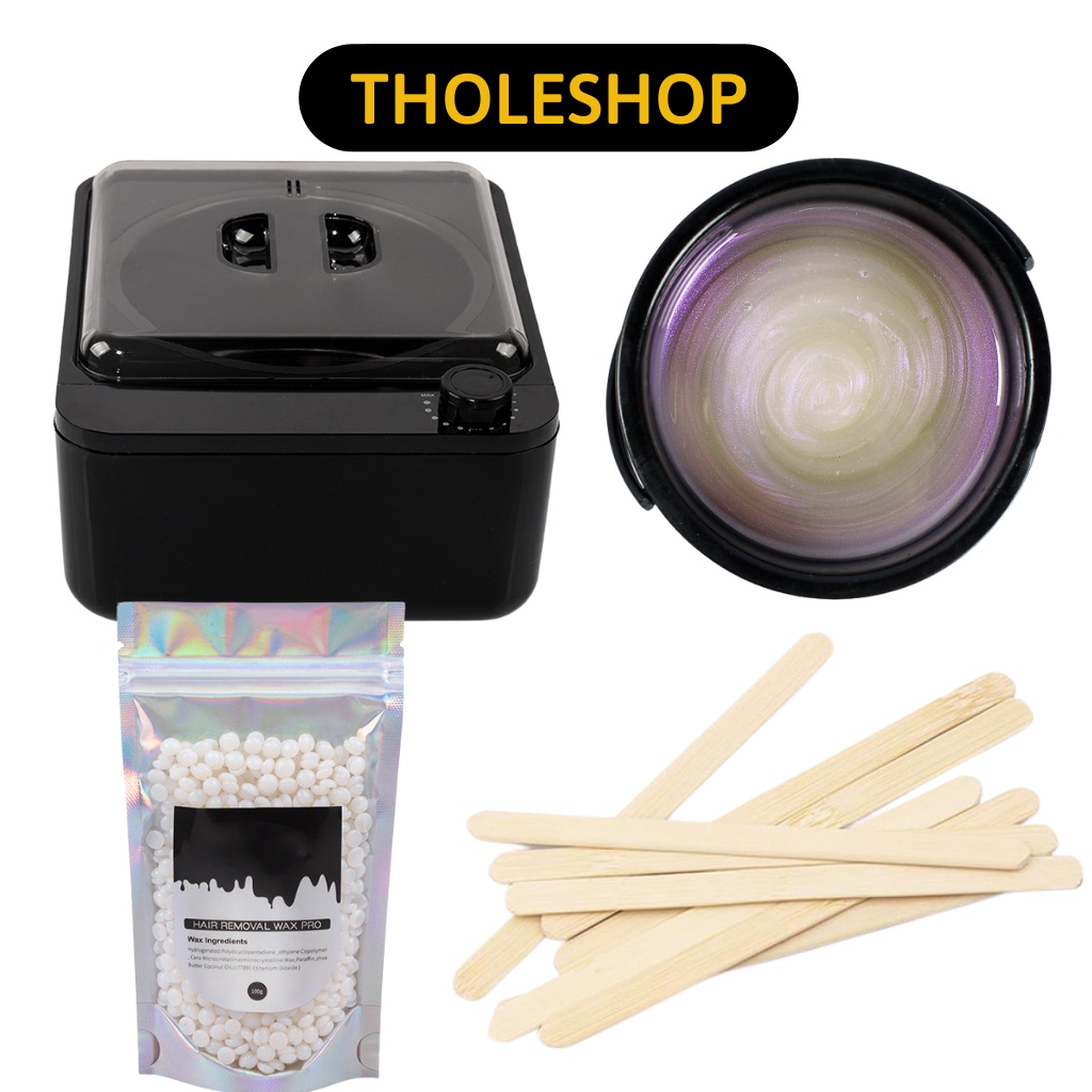 Combo Nồi Nấu Sáp Wax Lông Chống Dính + 100gr Sáp Cao Cấp Tặng Kèm 5 Que Gỗ