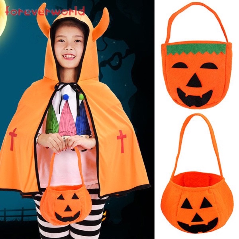 Túi vải trái bí hóa trang Halloween phù thủy