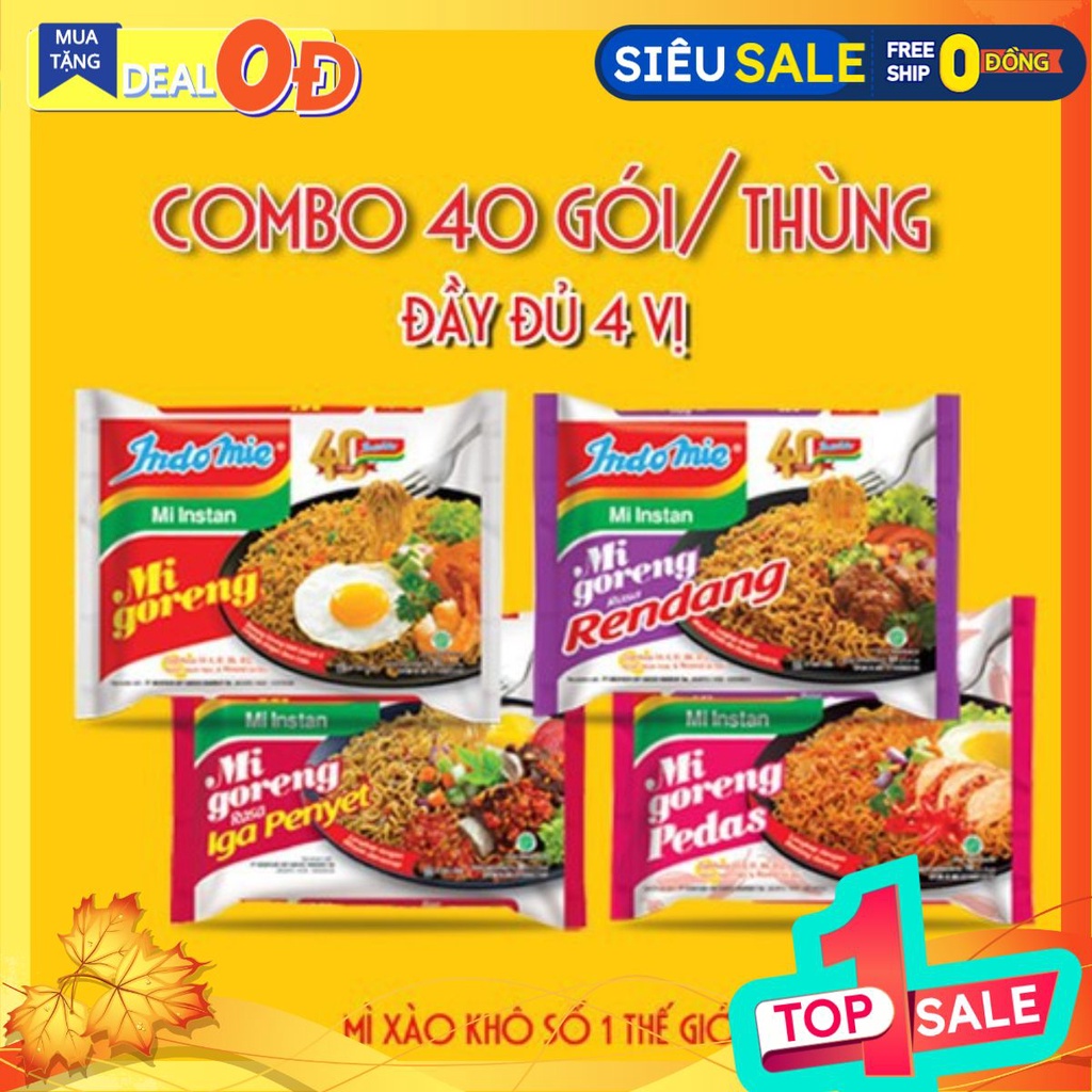 [Mã GROXUAN1 giảm 8% đơn 150K] [ Siêu Hot ] Mỳ Indomie Thùng 40 Gói Chọn Vị Theo Yêu Cầu ( Mì Trộn, Mì xào)