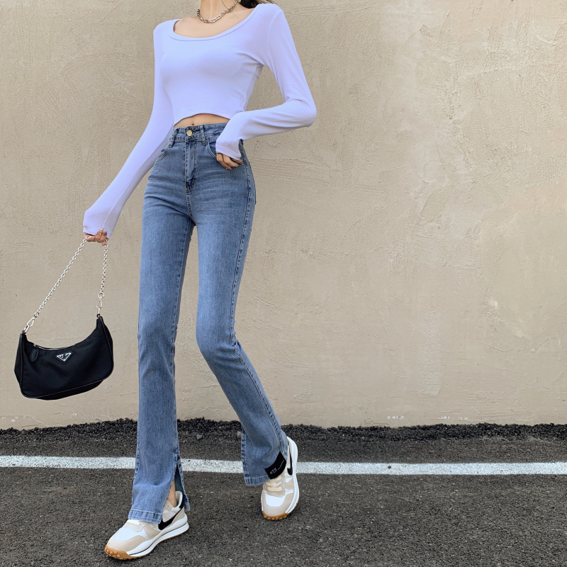 Quần Jeans Nữ Lưng Cao Ống Loe Thời Trang 2021