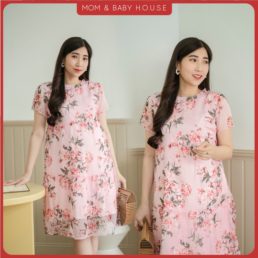 Đầm bầu babydoll hoa nhí vàng nhẹ nhàng