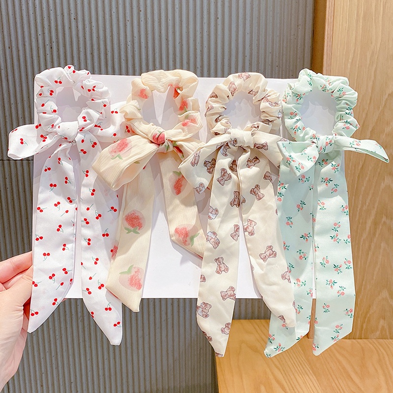 Dây Cột Tóc Cao Su Đính Nơ Vải Đơn Giản Thời Trang