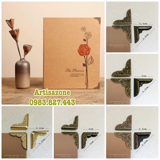 Bo góc scrapbook, album, sổ họa tiết màu đồng (Size đại) - Bộ 08 chiếc (Đọc kỹ mô tả sản phẩm)