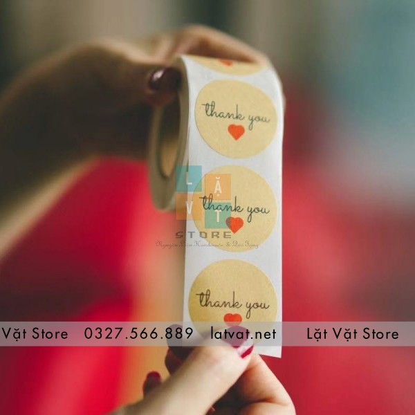 Tem tròn dán sản phẩm dòng chữ Thank You (mẫu 1) – 500 tem/cuộn