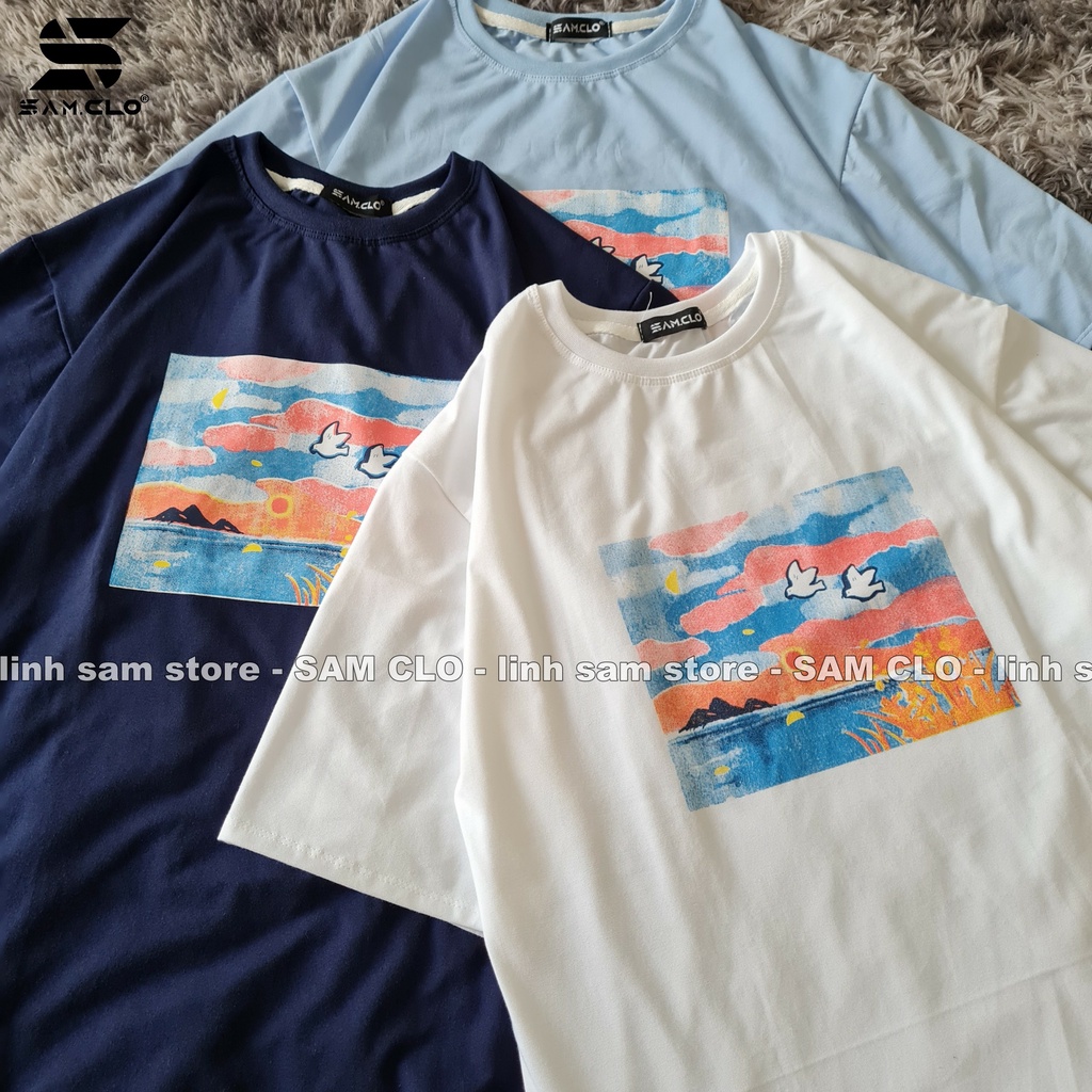 Áo thun tay lỡ nữ SAM CLO freesize phông form rộng dáng Unisex - mặc cặp, nhóm, lớp in hình BỨC TRANH