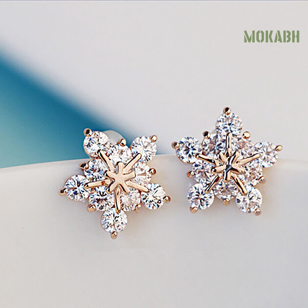 1 Đôi Bông Tai Hình Bông Tuyết Đính Đá Lấp Lánh Thời Trang Dành Cho Nữ