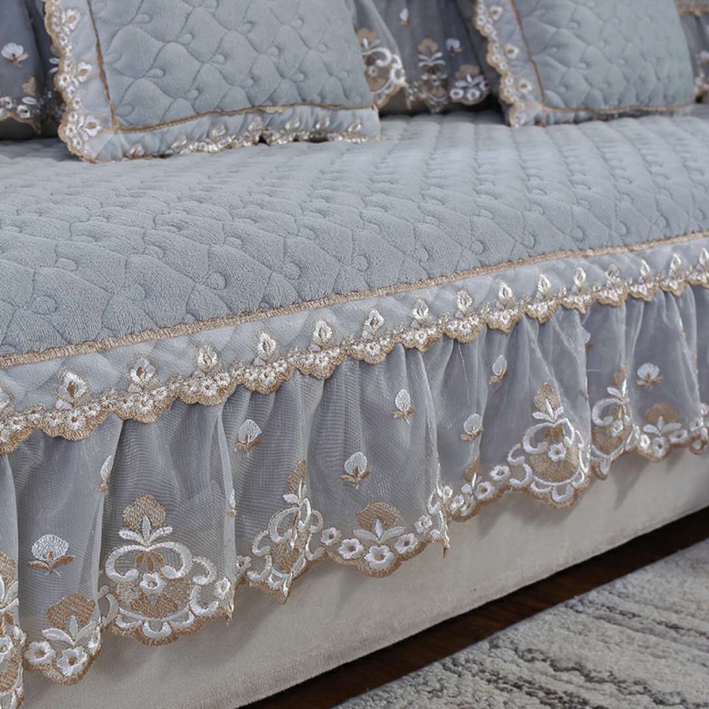 Vỏ Bọc Ghế Sofa Mùa Đông Bằng Vải Flannel Dày Chống Trượt Phong Cách Châu Âu