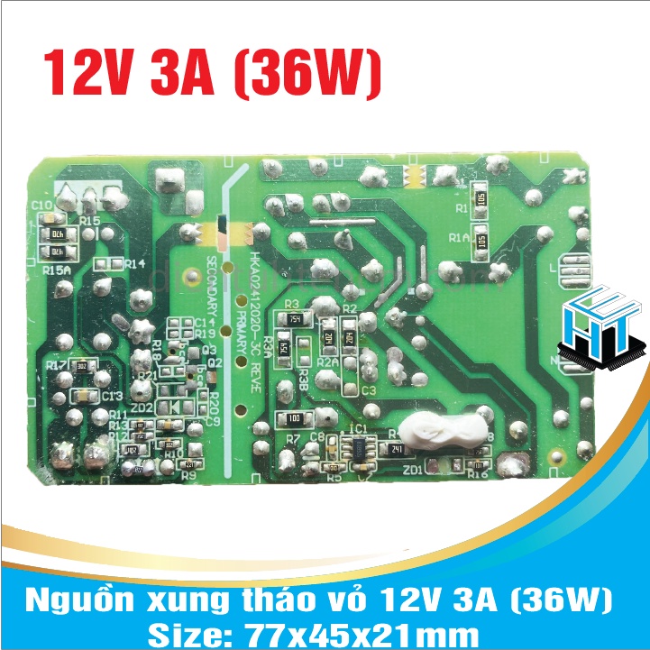 Board nguồn tháo vỏ 12V 3A 77x45x21mm