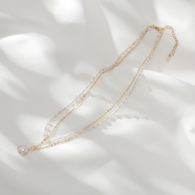 Vòng cổ Bella925 dây chuyền 2 lớp đính ngọc trai nhân tạo sang trọng tặng 1 hộp đựng trang sức