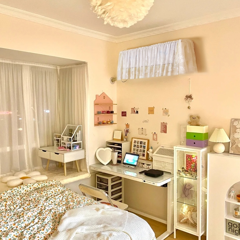 Vỏ Bọc Máy Điều Hòa Co Giãn Chống Bụi Phối Ren Trang Trí Phòng Ngủ