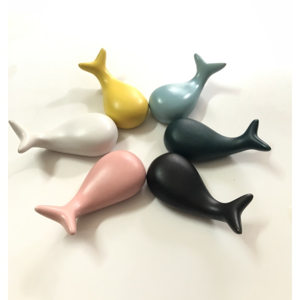 (SALE T4) Gác đũa sứ, kê đũa hình cá voi đáng yêu - Chất sứ cao cấp, men màu pastel