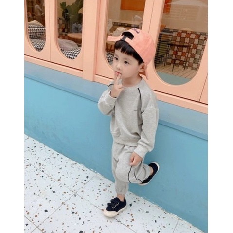 Bộ Quần Áo Phong Cách Hàn Quốc Cho Bé Trai Và Bé Gái, Chất liệu Nỉ Bông_Vi05