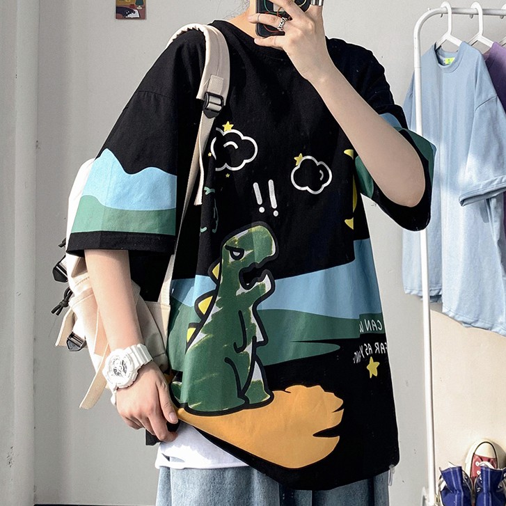 Áo thun tay ngắn in hình trẻ trung phong cách hàn quốc cho cặp đôi