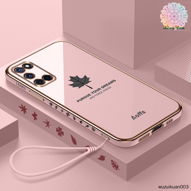 Ốp Điện Thoại Mềm Họa Tiết Lá Phong Có Dây Đeo Cho Oppo A92 A52 A32 A53 2020 A83 A36 A76