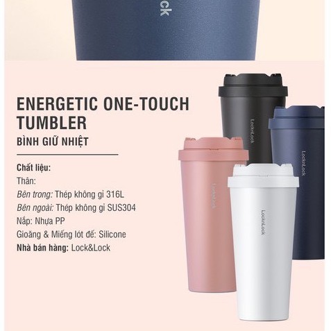 Bình Giữ Nhiệt Lock&amp;Lock Khắc Tên 550ml Energetic One Touch Tumbler LHC3249