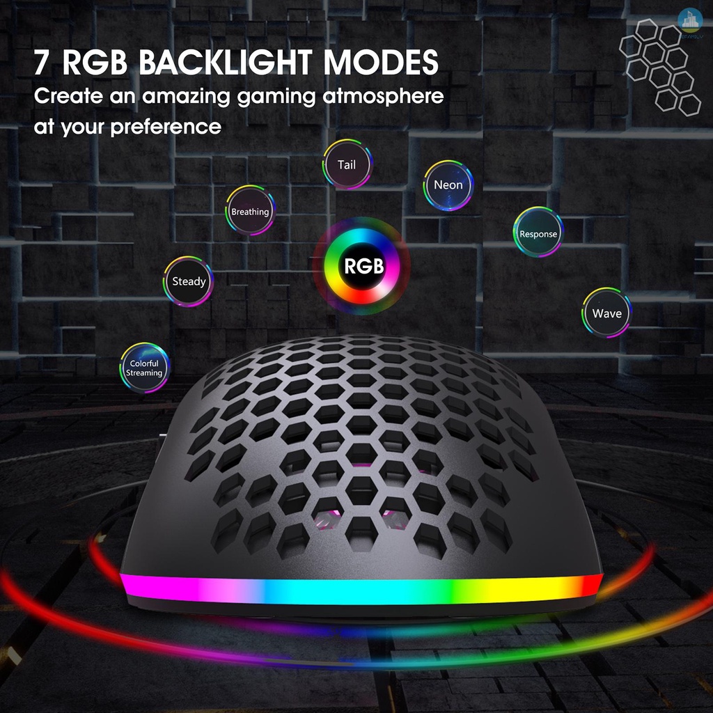 Chuột gaming Hxsj T66 2.4g không dây có đèn rgb 7 màu tùy chọn có thể điều chỉnh chất lượng cao