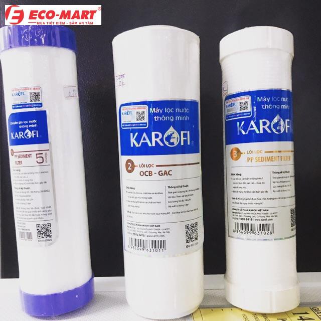 Bộ 3 lõi lọc thô Karofi số 1, 2, 3 - Chính hãng