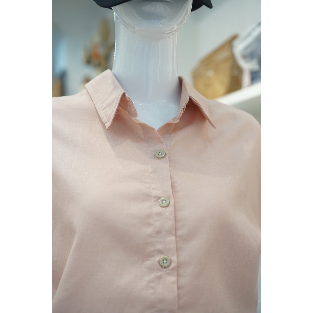 Áo Sơ Mi Linen Hồng Cổ Bẻ 175