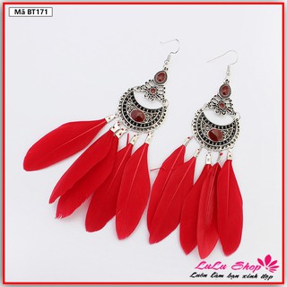 Bông tai Vintage Boho cá tính lông vũ độc đáo mã BT171