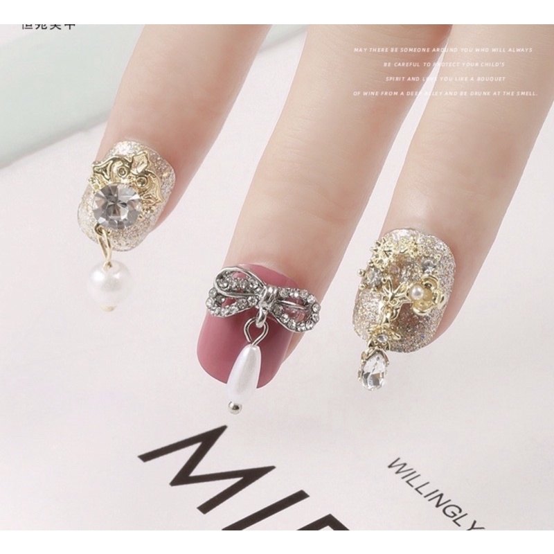 [CHARM NAIL] Charm gắn móng cao cấp tròn hoa lúc lắc, phụ kiện nail giá rẻ