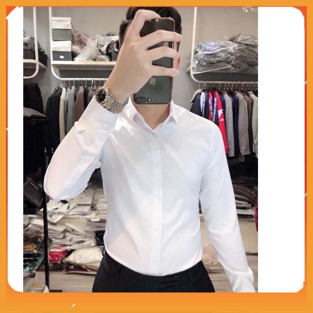 Sơ mi nam dài tay vải chống nhăn gập hộp cao cấp