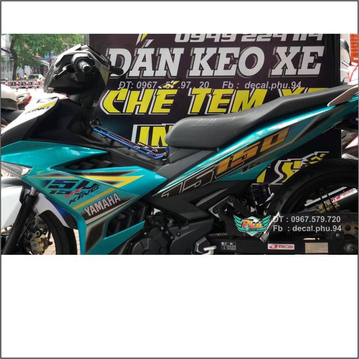 Tem Exciter 150 phối xanh lục bảo Crom (V)