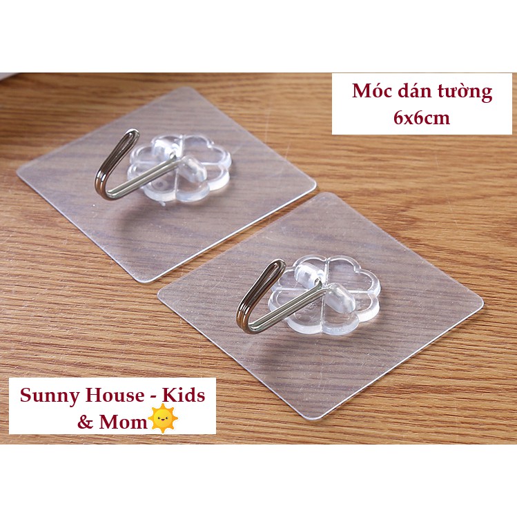 Móc Dán Tường Siêu Dính Trong Suốt Chịu Lực Tốt Treo Tường Chắc Chắn 6x6 cm