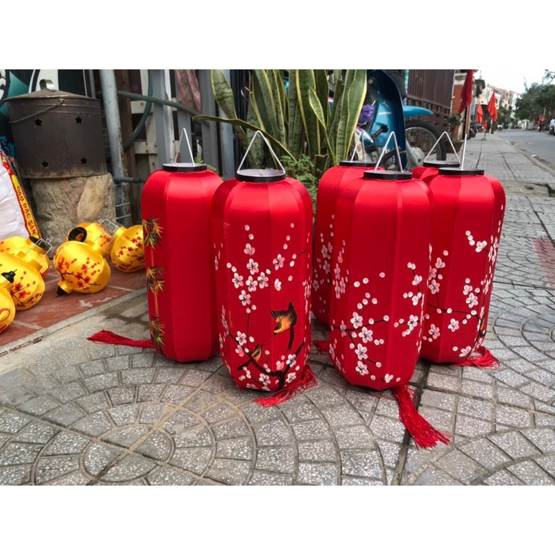 Đèn trụ Hội An vẽ khung sắt 50cm