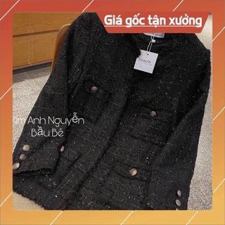 | Áo khoác dạ Tweed quang chau loại đẹp-mầu đen