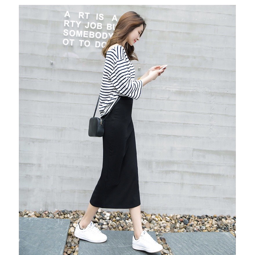 [Có sẵn] Chân Váy Ôm Chữ A Dáng Dài Lưng Cao Xẻ Tà Phong Cách Retro Hàn Quốc Dễ Phối Đồ Cực Xinh Dành Cho Nữ | BigBuy360 - bigbuy360.vn