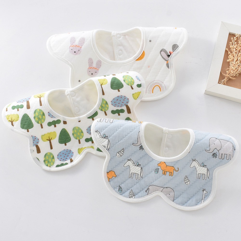 Set 3 Yếm Ăn Hình Hoa Tròn Xoay 360 Độ Chống Thấm Nước Tiện Dụng Cho Bé