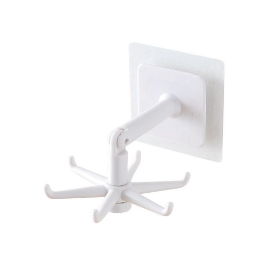 [ MẪU MỚI - TIỆN ÍCH ] Giá Tròn Treo Đồ Nhà Bếp Dán Tường 6 Móc Xoay 360 Độ Treo Đồ Đa Năng