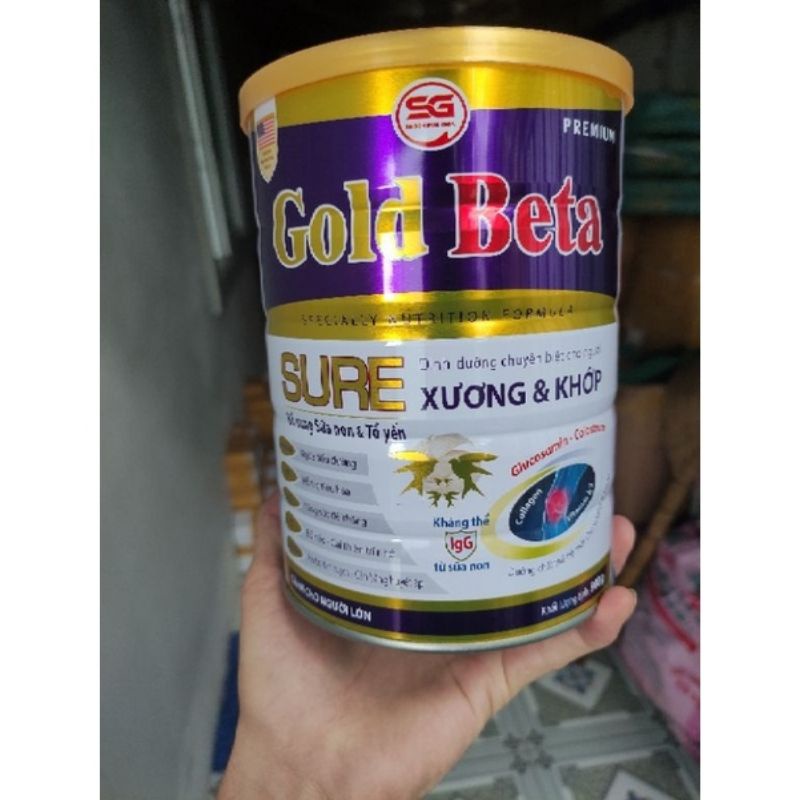 Sữa xương khớp Gold Beta Sure 900g - Mẫu mới [Yến + sữa non]