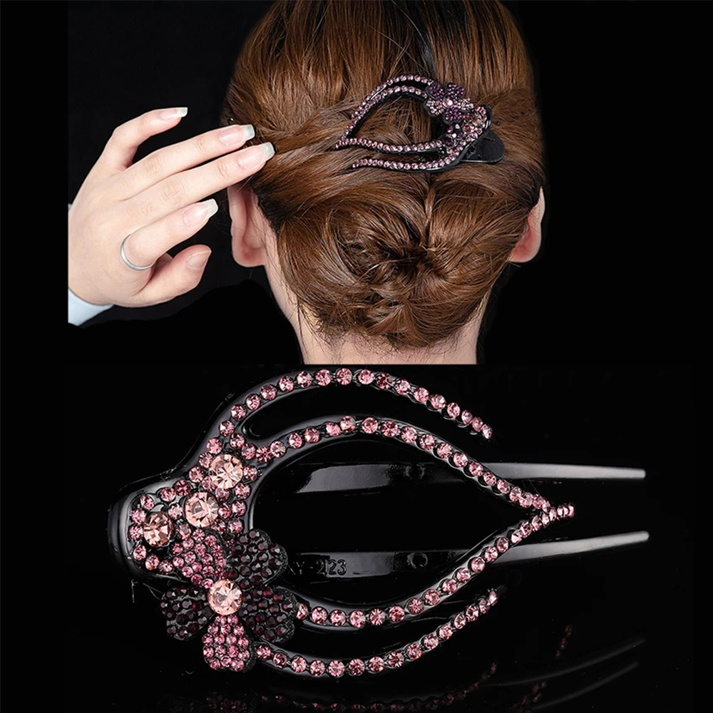 Kẹp Tóc Đính Đá Hình Hoa Thanh Lịch Cho Nữ