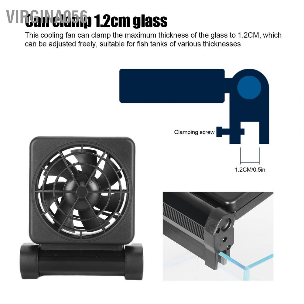 Virgina056 Aquarium Fish Tank Cooling Fan Reduce Water Temperature Adjustable Wind Speed US Plug 110‑240V